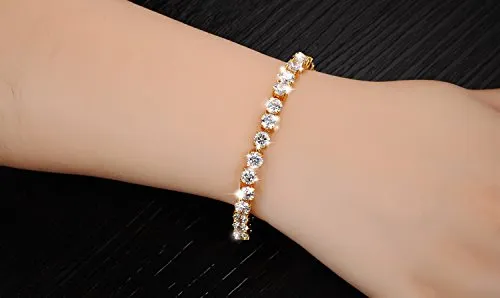 Yellow Chimes Crystal Bracelet Swarovski 18K Gold Plated Circle Chain Bracelet for Women and Girls
