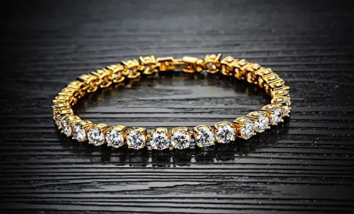 Yellow Chimes Crystal Bracelet Swarovski 18K Gold Plated Circle Chain Bracelet for Women and Girls