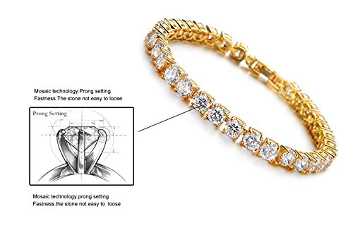 Yellow Chimes Crystal Bracelet Swarovski 18K Gold Plated Circle Chain Bracelet for Women and Girls