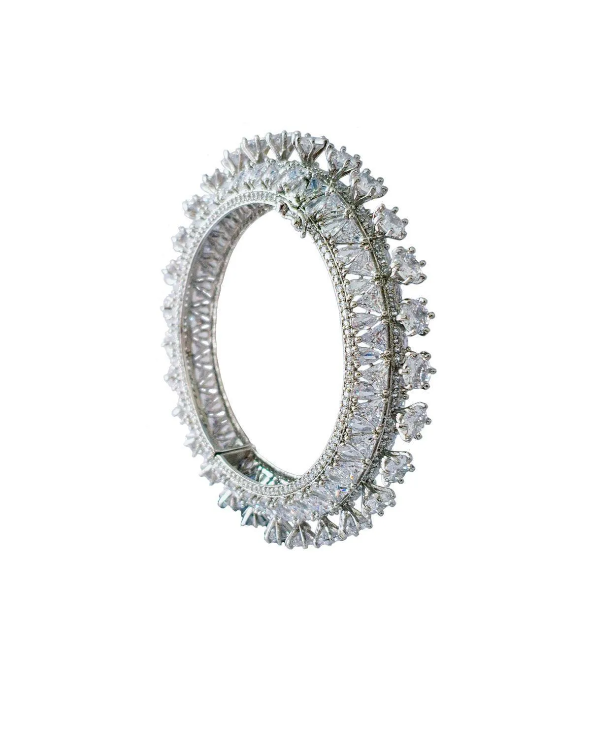 Zevarly Dazzling White Crystal AD Kada