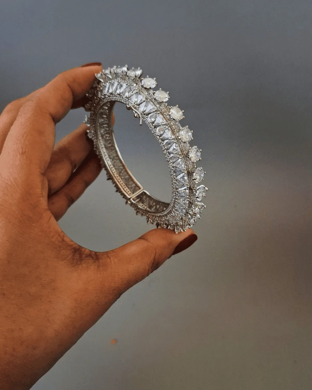 Zevarly Dazzling White Crystal AD Kada